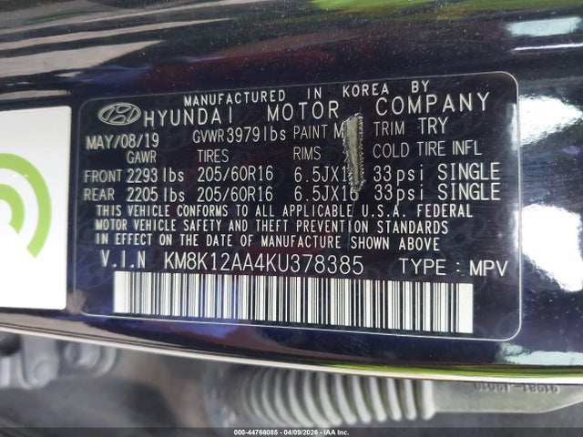 Hyundai Kona Se 2019 KM8K12AA4KU378385 Image 9