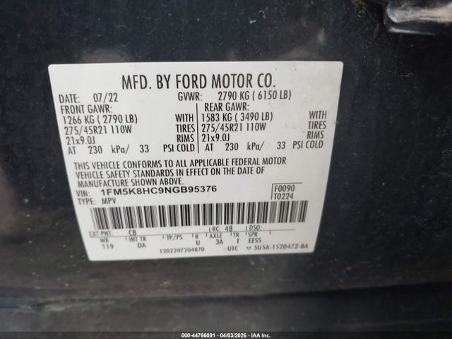 2022 FORD EXPLORER 1FM5K8HC9NGB95376 Photo 8