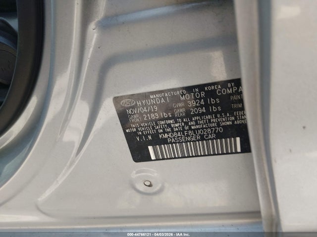 Aukcja sprzedaży 2020 Hyundai Elantra Value Edition, vin: KMHD84LF8LU028770, numer aukcji: 44766121