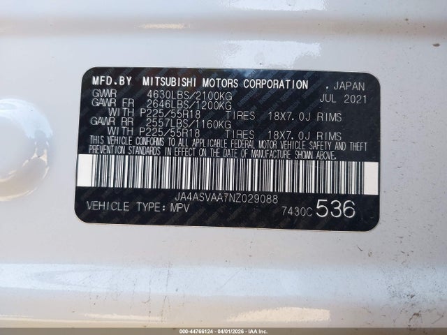 2022 MITSUBISHI ECLIPSE CROSS JA4ASVAA7NZ029088 Photo 8