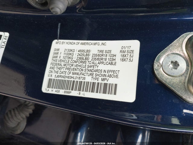 5J6RW2H83HL018735 Honda Cr-v Ex-l/ex-l Navi