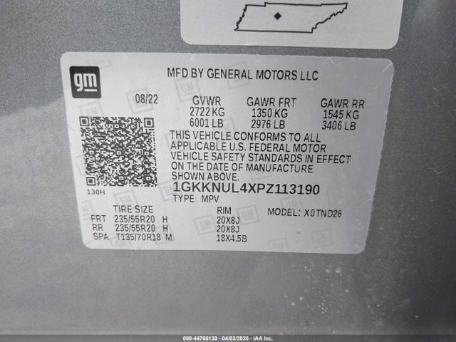 Auction sale of the 2023 Gmc Acadia Awd Slt, vin: 1GKKNUL4XPZ113190, lot number: 44766139