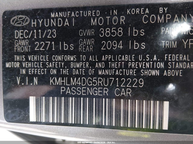 Aukcja sprzedaży 2024 Hyundai Elantra Sel, vin: KMHLM4DG5RU712229, numer aukcji: 44766142