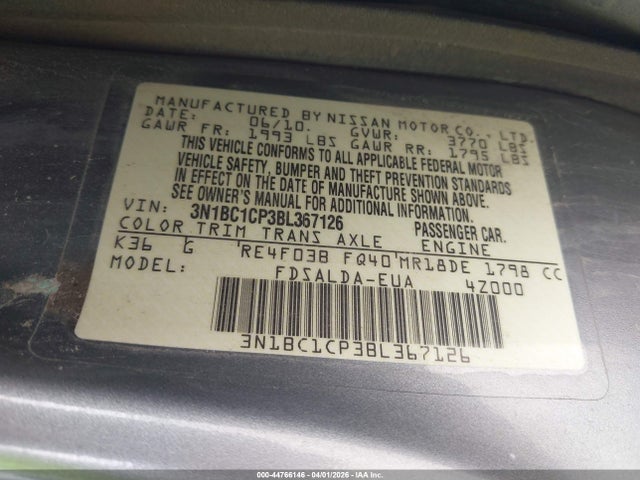 2011 NISSAN VERSA 3N1BC1CP3BL367126 Photo 8