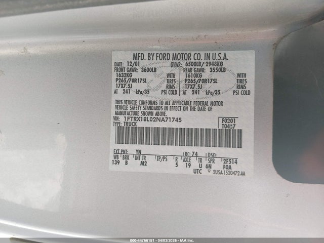 2002 FORD F-150 1FTRX18L02NA71745 Photo 8