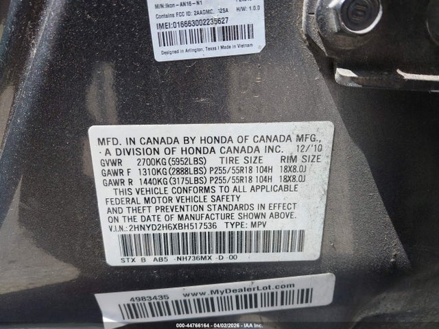 2011 Acura Mdx Technology Package მანქანა იყიდება აუქციონზე, vin: 2HNYD2H6XBH517536, აუქციონის ნომერი: 44766164