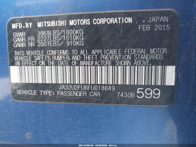 Продаж на аукціоні авто 2015 Mitsubishi Lancer Es, vin: JA32U2FU6FU018649, номер лоту: 44766180