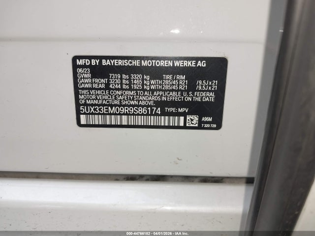Aukcja sprzedaży 2024 Bmw X7 M60i, vin: 5UX33EM09R9S86174, numer aukcji: 44766182