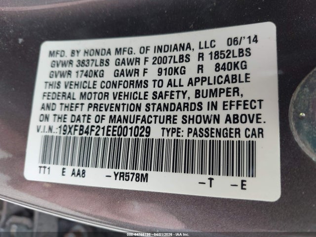 2014 HONDA CIVIC HYBRID 19XFB4F21EE001029 Photo 8