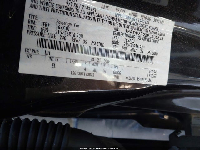 Ford FOCUS SE 2014 1FADP3F22EL102838 Image 9