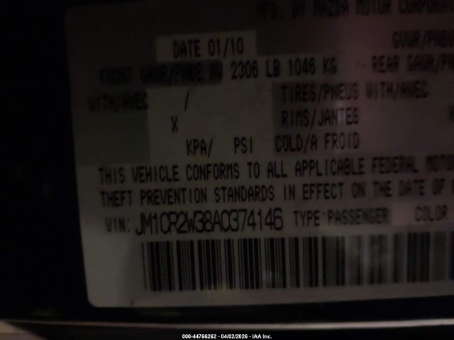 44766262 :رقم المزاد ، JM1CR2W38A0374146 vin ، 2010 Mazda Mazda5 Grand Touring مزاد بيع
