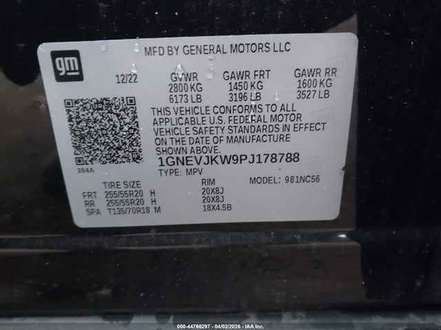 Продажа на аукционе авто 2023 Chevrolet Traverse Awd Rs, vin: 1GNEVJKW9PJ178788, номер лота: 44766297
