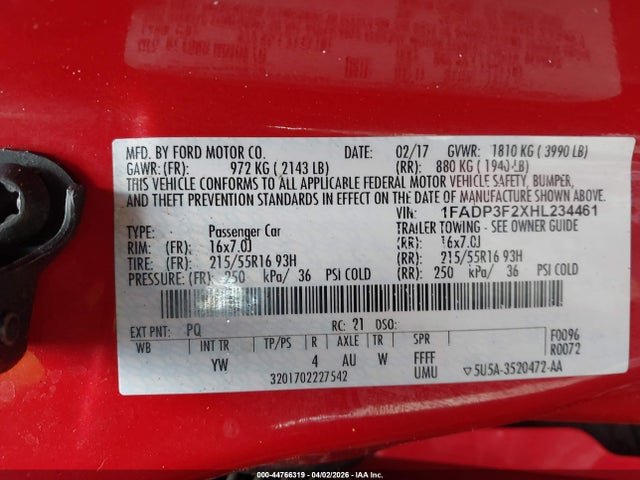 Ford FOCUS SE 2017 1FADP3F2XHL234461 Image 9