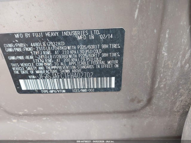 Продажа на аукционе авто 2015 Subaru Forester 2.5i Premium, vin: JF2SJAFC1FH402702, номер лота: 44766321