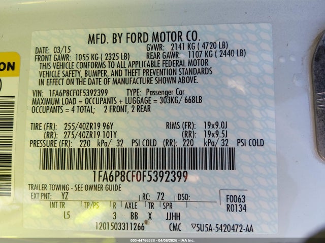 Ford Mustang Gt Premium 2015 1FA6P8CF0F5392399 Image 9