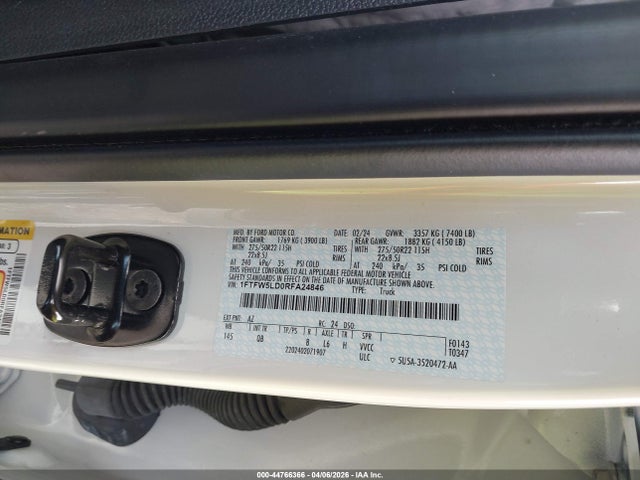Aukcja sprzedaży 2024 Ford F-150 Lariat, vin: 1FTFW5LD0RFA24846, numer aukcji: 44766366