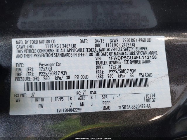 Ford C-max Energi Sel 2015 1FADP5CU4FL112158 Image 9
