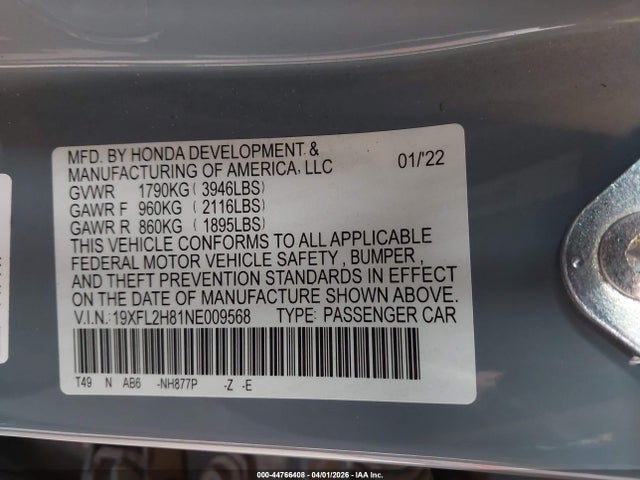 Honda Civic Sport 2022 19XFL2H81NE009568 Image 9