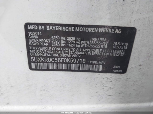 2015 Bmw X5 Xdrive35i მანქანა იყიდება აუქციონზე, vin: 5UXKR0C56F0K59718, აუქციონის ნომერი: 44766441