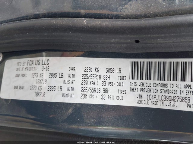 1C4PJLCB9GW275898 Jeep Cherokee 75th Anniversary