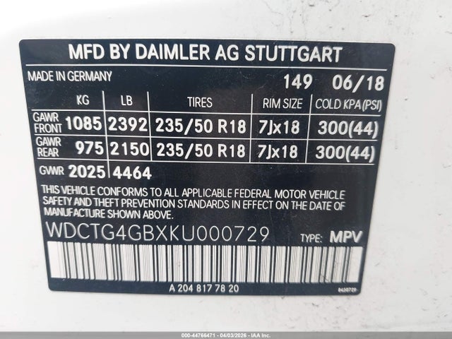 2019 MERCEDES-BENZ GLA 250 WDCTG4GBXKU000729 Photo 8