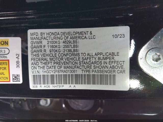 1HGCY2F87RA013061 Honda Accord Hybrid Touring