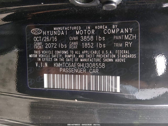 Продаж на аукціоні авто 2017 Hyundai Veloster Turbo, vin: KMHTC6AE9HU308558, номер лоту: 44766533