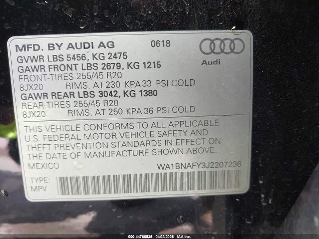 2018 AUDI Q5 WA1BNAFY3J2207236 Photo 8