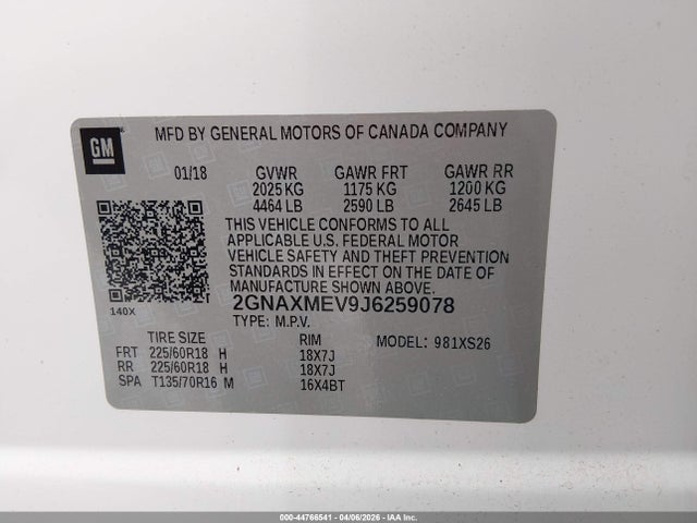 Chevrolet Equinox Premier 2018 2GNAXMEV9J6259078 Image 9