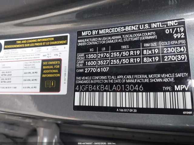 Продаж на аукціоні авто 2020 Mercedes-benz Gle 350 4matic, vin: 4JGFB4KB4LA013046, номер лоту: 44766557
