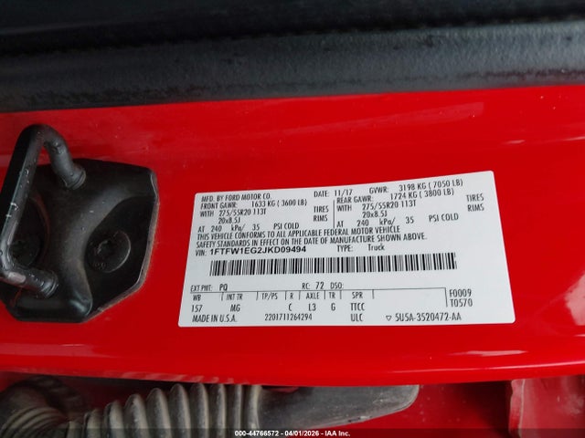 1FTFW1EG2JKD09494 Ford F-150 Xlt