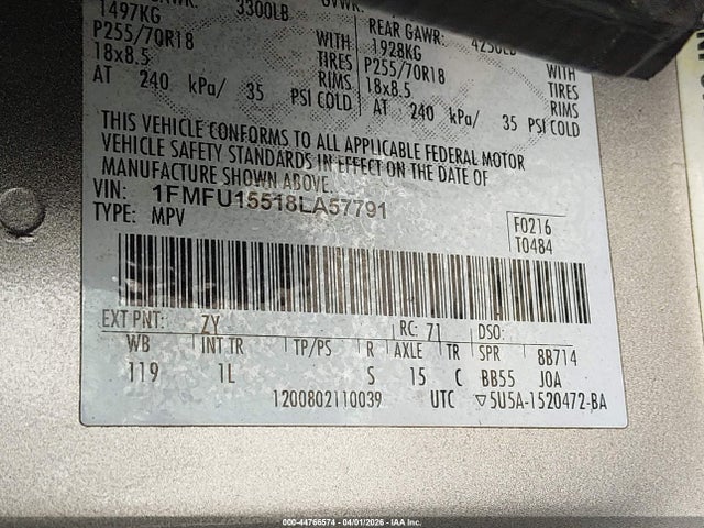 Aukcja sprzedaży 2008 Ford Expedition Xlt, vin: 1FMFU15518LA57791, numer aukcji: 44766574