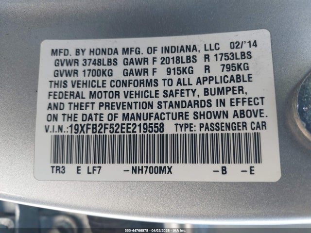 19XFB2F52EE219558 Honda Civic Lx