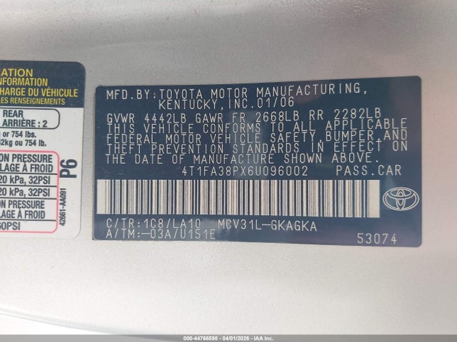 2006 TOYOTA CAMRY SOLARA 4T1FA38PX6U096002 Photo 8