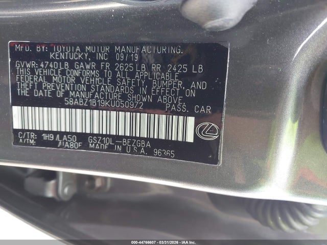 2019 LEXUS ES 350 58ABZ1B19KU050972 Photo 8
