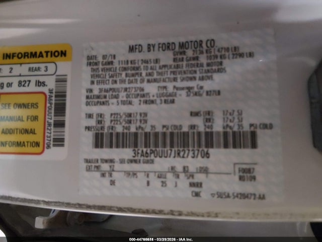 2018 FORD FUSION HYBRID 3FA6P0UU7JR273706 Photo 8