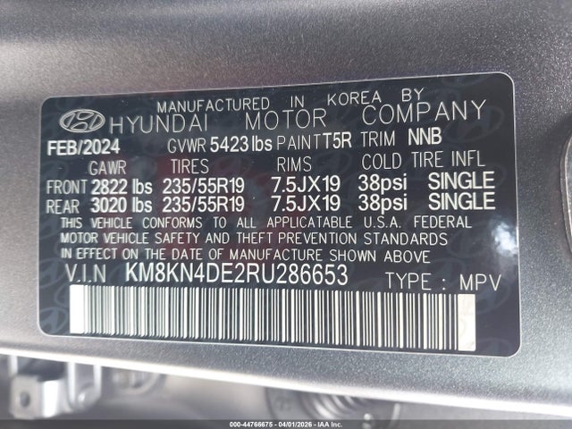 Aukcja sprzedaży 2024 Hyundai Ioniq 5 Sel, vin: KM8KN4DE2RU286653, numer aukcji: 44766675