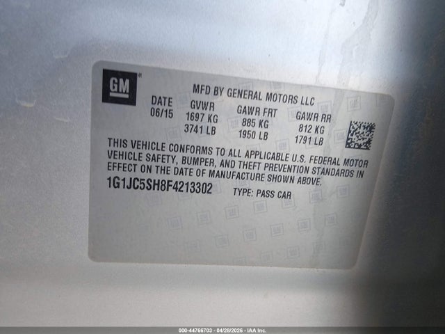 1G1JC5SH8F4213302 Chevrolet Sonic Lt Auto