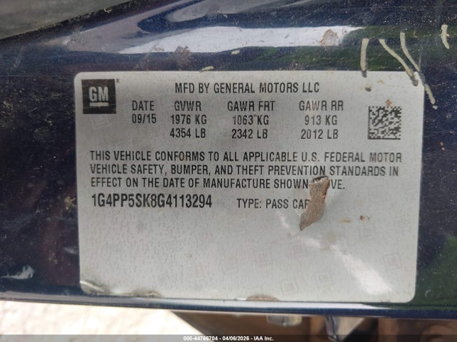 Продаж на аукціоні авто 2016 Buick Verano, vin: 1G4PP5SK8G4113294, номер лоту: 44766704