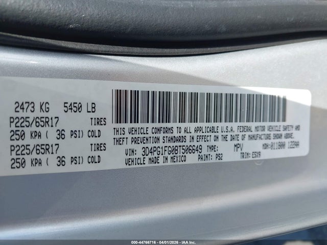 Продаж на аукціоні авто 2011 Dodge Journey Mainstreet, vin: 3D4PG1FG0BT506649, номер лоту: 44766716