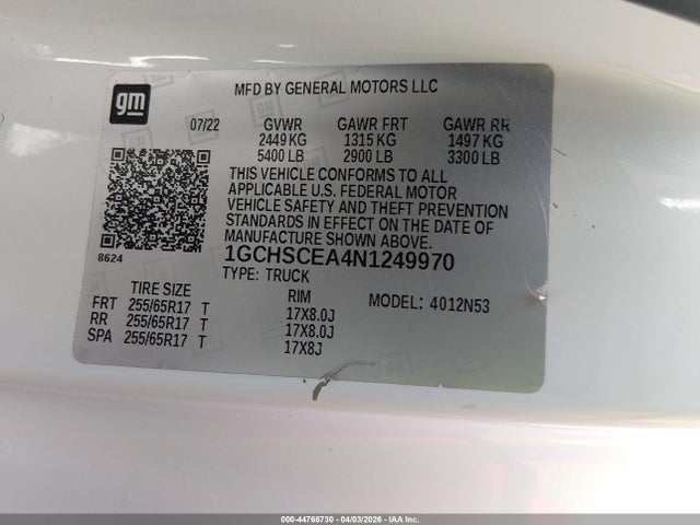 1GCHSCEA4N1249970 Chevrolet Colorado 2wd Long Box Lt