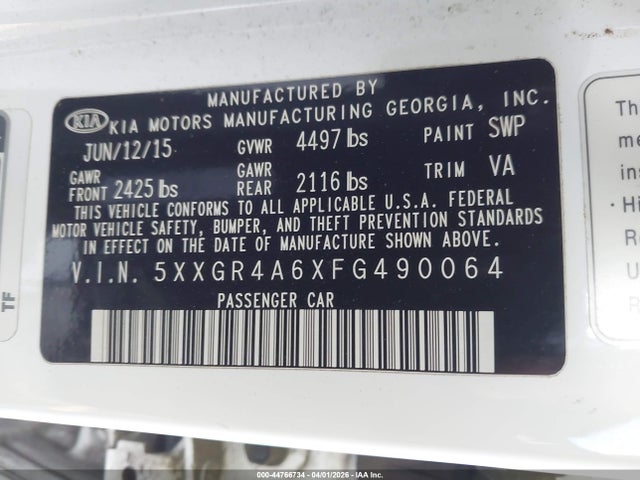 KIA Optima Sx Turbo 2015 5XXGR4A6XFG490064 Image 9