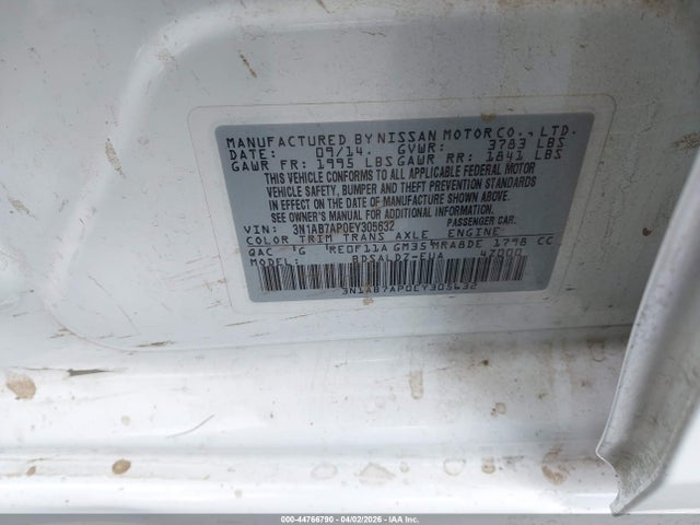 3N1AB7AP0EY305632 Nissan SENTRA SV