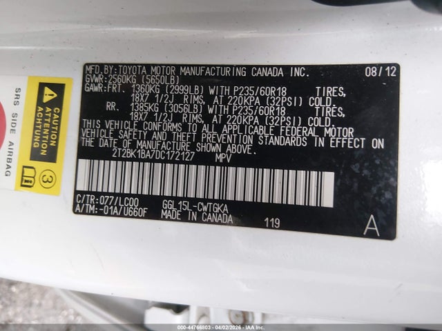 Aukcja sprzedaży 2013 Lexus Rx 350, vin: 2T2BK1BA7DC172127, numer aukcji: 44766803