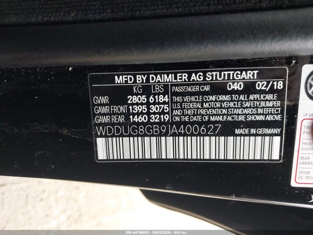 Aukcja sprzedaży 2018 Mercedes-benz S 560 4matic, vin: WDDUG8GB9JA400627, numer aukcji: 44766862