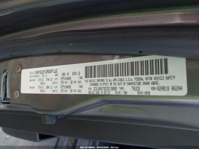 2013 Ram 1500 Express მანქანა იყიდება აუქციონზე, vin: 3C6JR6AT6DG519889, აუქციონის ნომერი: 44766864