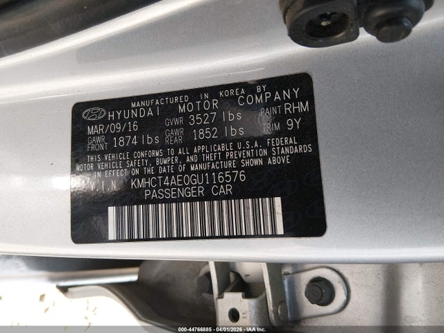 Hyundai ACCENT SE 2016 KMHCT4AE0GU116576 Image 9