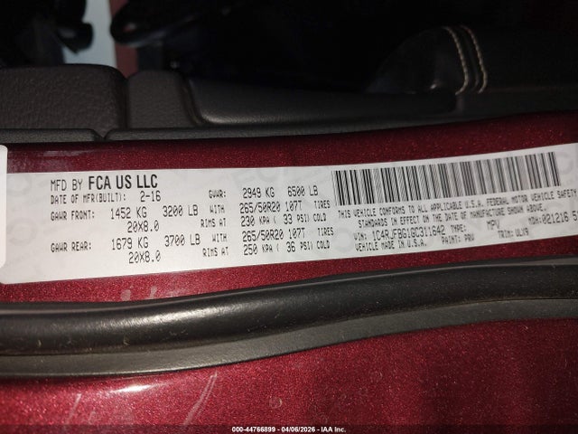 1C4RJFBG1GC311642 Jeep Grand Cherokee Limited