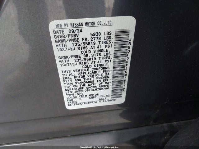 Продаж на аукціоні авто 2025 Nissan Ariya Evolve+, vin: JN8DF0BF3SM762790, номер лоту: 44766918