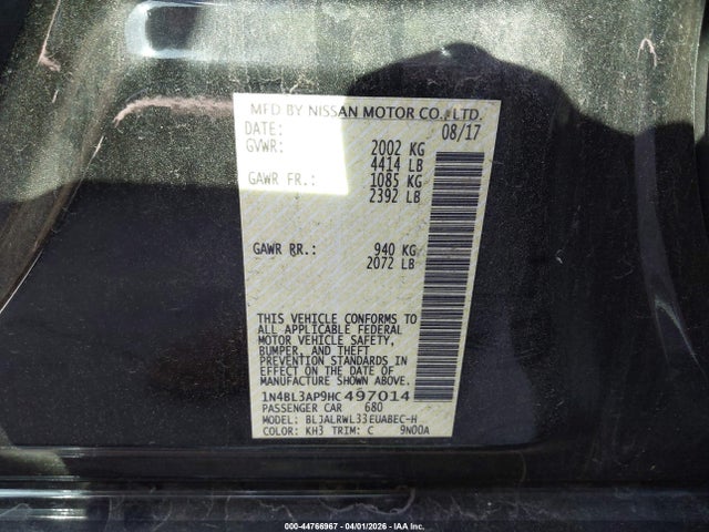 2017 NISSAN ALTIMA 1N4BL3AP9HC497014 Photo 8